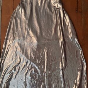 Metallic Silver Maxi Dress